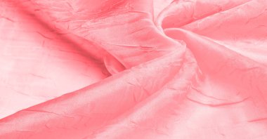 İpek kumaş, Kırmızı Beyaz. Çizgilerle çizilmiş ve pürüzsüz. Doku arka planı. Matte düğün saten kumaşı. Bu sofistike hafif saten tekstil şık bir görünüm yaratır..