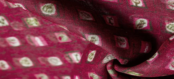 Tela Seda Roja Tejido Delicado Comprobar Bufanda Impresión Diseño Tejido —  Fotos de Stock