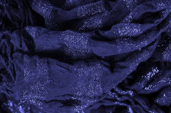 Textura Tecido Azul Escuro Fundo Decorativo Para Festa Real Natal — Fotografia de Stock