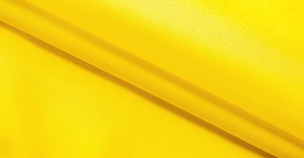 Gele Zijde Stof Mooie Gladde Elegante Golvende Gele Satijnen Zijde — Stockfoto