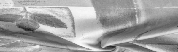 Чорно Біла Тканина Абстрактним Візерунком Принтом Гілок Листям Флори Текстура — стокове фото