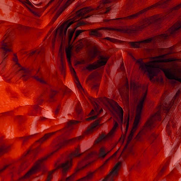 Pano Vermelho Tecido Seda Organza Fina Com Impressão Pantera Textura — Fotografia de Stock