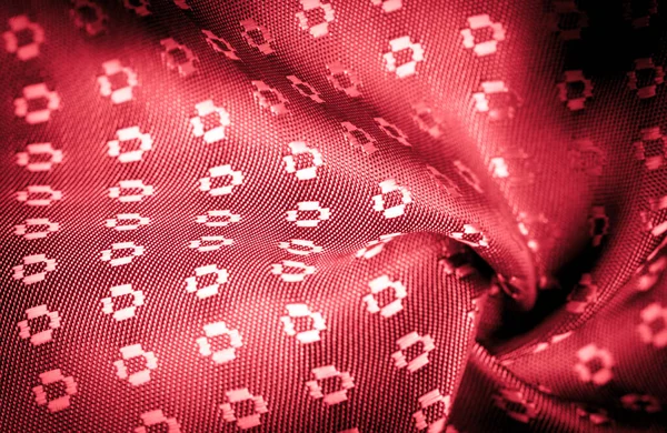 Μεταξωτό Ύφασμα Από Κόκκινο Ρουμπίνι Ένα Μικρό Μοτίβο Πλατειών Ρόμβων — Φωτογραφία Αρχείου