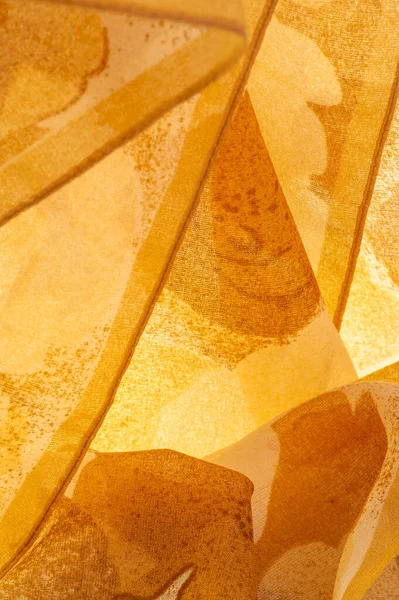 Tecido Chiffon Seda Amarelo Abstrato Leite Colorido Tecido Seda Tafetá — Fotografia de Stock