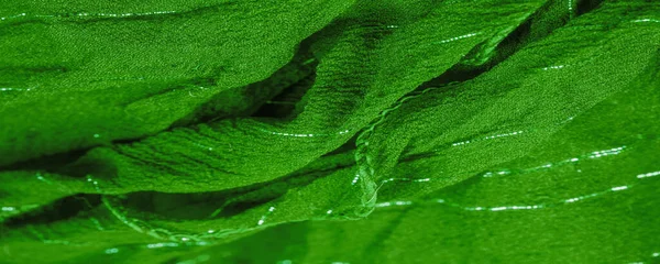 Zielony Jedwabny Materiał Lureksem Błyszczące Tło Tekstury Satynowe Tło Luksusowa — Zdjęcie stockowe