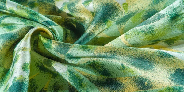 Tecido Seda Estilo Africano Verde Branco Para Designer Padrão Textura — Fotografia de Stock