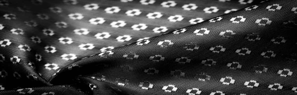 Tissu Soie Noire Avec Petit Motif Carrés Losanges Richesse Luxe — Photo