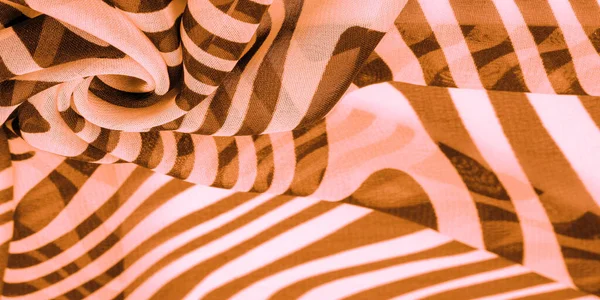 Ilk Tecido Linhas Abstratas Marrons Brancas Forma Mágica Padrão Abstrato — Fotografia de Stock