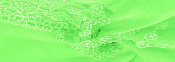 Bahar Yeşili Ipek Dantel Pelerinler Pürüzsüz Yeşil Ipek Lüks Saten — Stok fotoğraf