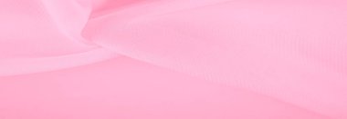 İpek kırmızı polyester. Pembe ipek kumaşın arka planı. Şeffaf arkaplan ve elbise dikmek için açık kumaştan yapılmış. Tekstil panoraması. Dokuma. şablon.