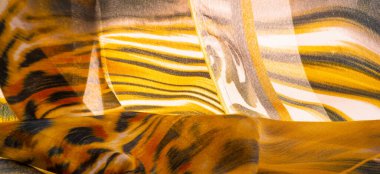 Doku, arkaplan, desen, ipek kumaş, Afrika temalı baskı, vahşi bir hayvanın teni.