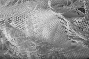 Beyaz tül kumaş dokusu, yumuşak malzemeli lüks tül kumaş deseni..