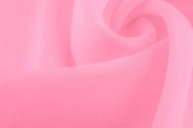 İpek kırmızı polyester. Pembe ipek kumaşın arka planı. Şeffaf arkaplan ve elbise dikmek için açık kumaştan yapılmış. Tekstil panoraması. Dokuma. şablon.