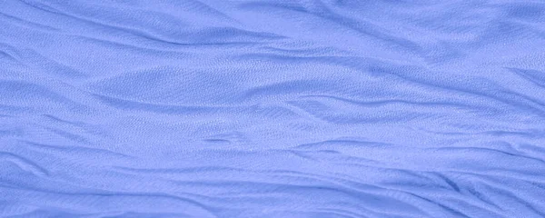 Zijde Stof Blauwe Kleur Kunstmatig Gerimpelde Stof Gerimpelde Textuur Abstracte — Stockfoto