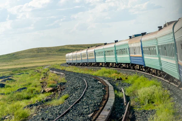 Spoorweg Spoorweg Weg Verhoogd Rly Raar Spoorweg Van Kazachstan — Stockfoto