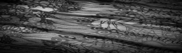 Μαύρο Μεταξωτό Ύφασμα Λουλουδάτο Σχέδιο Κυματιστές Αυλακώσεις Λεπτό Κύμα Στην — Φωτογραφία Αρχείου