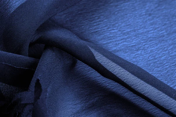 Teksturę Kontekst Niebieski Jedwabny Materiał Widok Góry Gładki Elegancki Niebieski — Zdjęcie stockowe