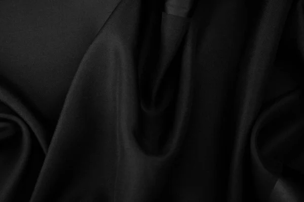 黑色丝织物 这是绸缎编织 平滑度和前侧光泽 柔软度 背景的差异 — 图库照片