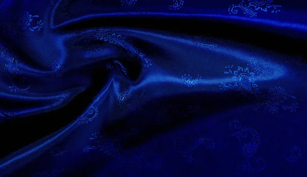 Tecido Chiffon Seda Azul Com Estampa Paisley Este Belo Design — Fotografia de Stock