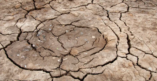 Dry Ground Cracked Lack Moisture Heat Texture Background Pattern — Stock Photo, Image