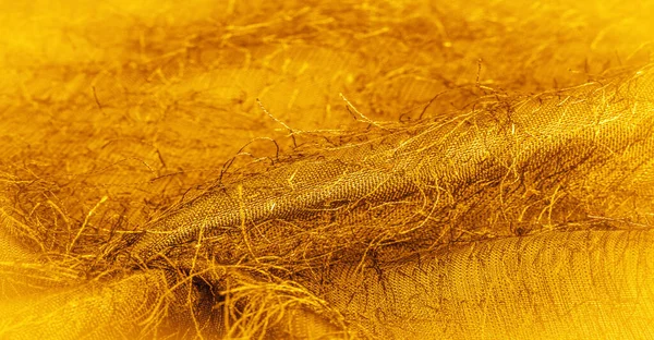 Tessuto Seta Giallo Marrone Fili Tessuti Sul Tessuto Effetto Soffice — Foto Stock