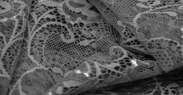 Черное Кружево Винтажный Цветочный Фон Кружево Представляет Собой Открытую Ткань — стоковое фото