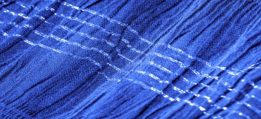 Mavi ipek kumaş. Gömlekli kumaşlar, paralel veya çapraz kıvrımlı, tırtıklı kumaşlar..