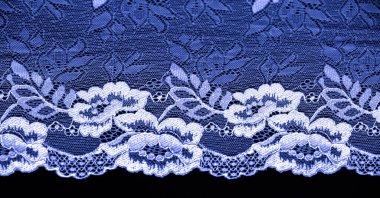 Mavi dantel. Eşsiz tasarım, el yapımı siyah beyaz esnek dantel. Aksesuarlar. Zarif, sakin, saf kumaş. Jacquard. Yüksek kaliteli el yapımı aksesuarlar. İç çamaşırı kumaşları