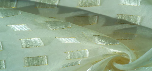 Tecido Seda Com Inserções Quadradas Metal Platina Limitado Por Uma — Fotografia de Stock