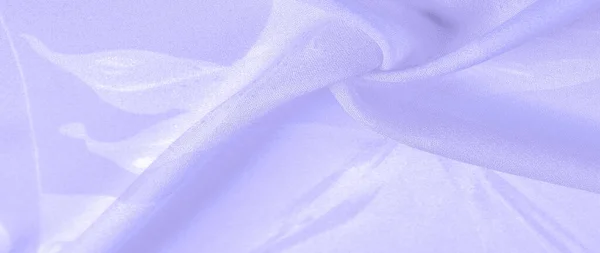 Silk Fabric Blue Flowers Silver White Background Delicate Fabric Pastel — ストック写真