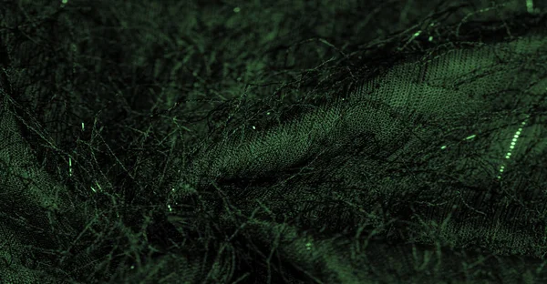 Tecido Seda Verde Esmeralda Com Lantejoulas Fios Superfície Tecido Este — Fotografia de Stock