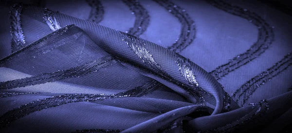 Tejido Seda Con Rayas Azules Tonos Seda Abstractos Tonos Zafiro — Foto de Stock