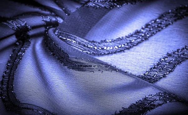 Seidenstoff Mit Blauen Streifen Abstrakte Seidentöne Saphirtönen Vintage Muster Auf — Stockfoto