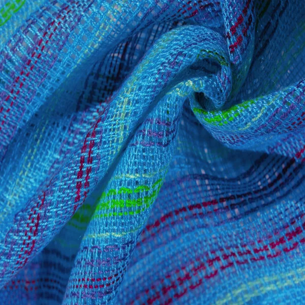 Fabric Blue Turquoise Striped Blue Green Lines Very Light Elastic — Stock Photo, Image