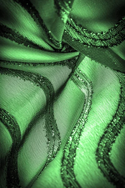 Tejido Seda Con Rayas Verdes Tonos Seda Abstractos Tonos Esmeralda —  Fotos de Stock