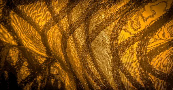 Коричнева Шовкова Тканина Темними Смугами Абстрактні Шовкові Тони Золотих Тонах — стокове фото