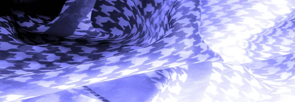 Delicate Blue Silk Chiffon Vibrant Colors Geometric Print Surprisingly Light — Stock Photo, Image