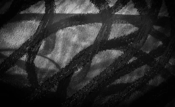 Zwarte Zijden Stof Met Donkere Strepen Abstracte Zijdetoon Grijze Tinten — Stockfoto