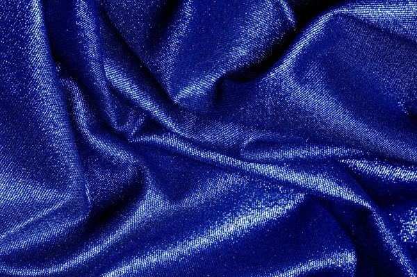 Luminoso Blu Turchese Tessuto Azzurro Con Filo Metallico Argento Texture — Foto Stock