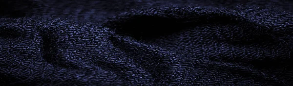 Tejido Grueso Lana Azul Oscuro Ovejas Con Lana Larga Duradera — Foto de Stock