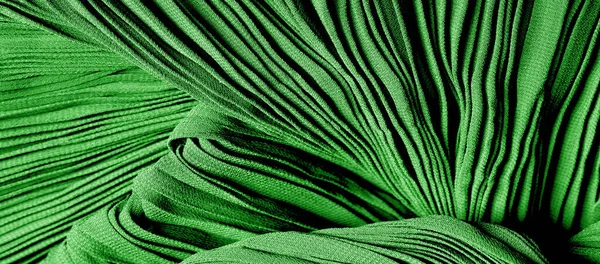 Kumaş Ipeği Katlanmış Yeşil Güzel Kaliteli Kumaşın Kıvrımlı Kıvrımlı Dokusu — Stok fotoğraf