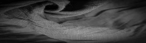 Černá Tkanina Tmavě Černé Hedvábí Tkaniny Textury Pozadí Dekorativní Předměty — Stock fotografie