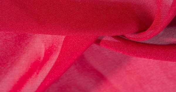 Tecido Seda Vermelha Tecido Viscoso Muito Leve Com Brilho Agradável — Fotografia de Stock