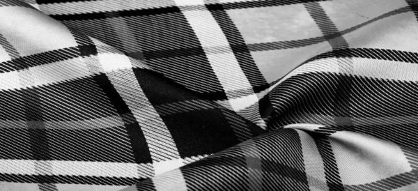 Checkered Fabric Black White Colors Scottish Motifs Fabric Your Design — Stock Photo, Image