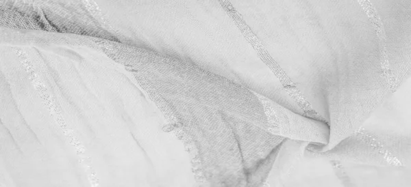 Pek Kumaş Büyük Beyaz Gri Çizgiler Gümüş Bir Şeritle Ayrılmış — Stok fotoğraf