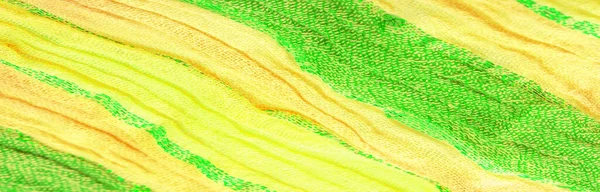 Tecido Seda Grandes Listras Amarelo Verdes Separadas Por Uma Tira — Fotografia de Stock