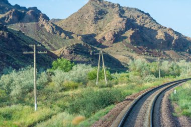 Demiryolu, demiryolu, demiryolu, yükseltilmiş. Step.- bir ulaşım aracıdır ve Büyük Ovalar 'ın raylarında bulunan raylar üzerinde hareket eden kamyonların yolcularıdır. Kazakistan bozkırı harikadır..