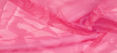 Kırmızı (kırmızı) ipek kumaş, kırmızı (ipek) ve güllerin soyut arkaplanı. Kumaşlı kumaş. Uzayı kopyala Tasarım elemanı. Sevgililer Günü. Doku deseni, süs, arkaplan