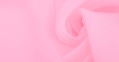 İpek kırmızı polyester. Pembe ipek kumaşın arka planı. Şeffaf arkaplan ve elbise dikmek için açık kumaştan yapılmış. Tekstil panoraması. Dokuma. şablon.