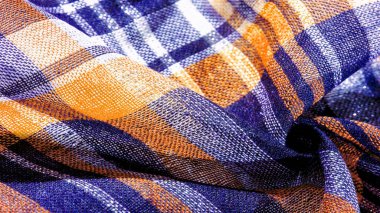 İskoç kumaş külotları, mavi ve beyaz, sarı, doku arka planı, desen